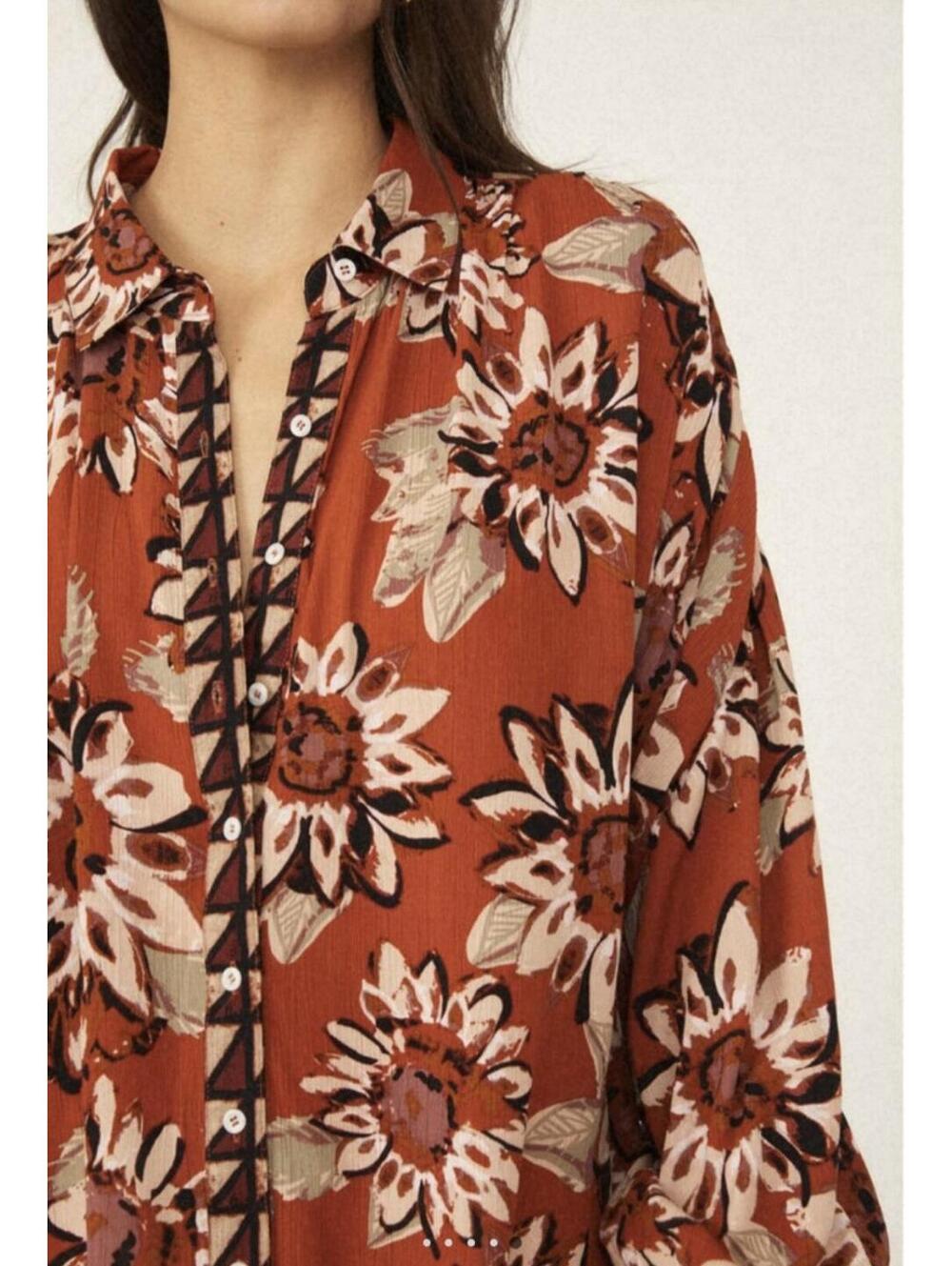 NWT Free People Good Vibrations Sunflower Shirt size L